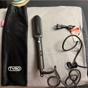TYMO Ring Hair Straightener Brush Ionic Flat Iron Comb Black
